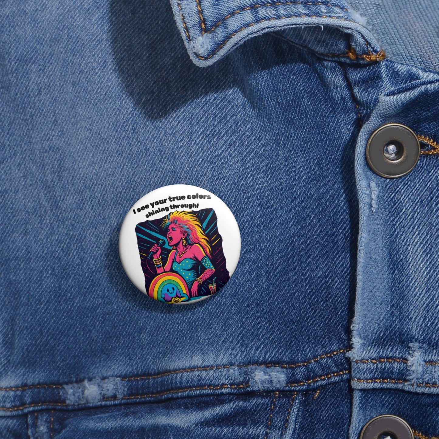 Custom Pin Buttons - Rainbow Rocker Inspired Buttons, Fun Accessories for Pride, Gifts, Personal Expression