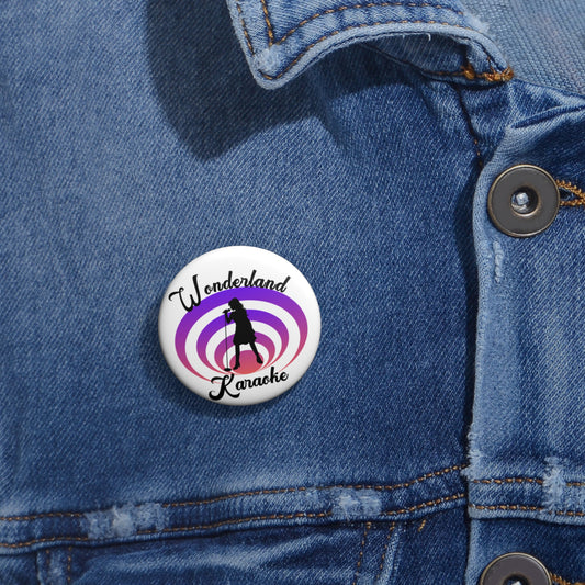 Custom Karaoke Pin Buttons | Wonderland Theme, Cute Gift, Party Favor, Event Badge, Music Lover Accessory