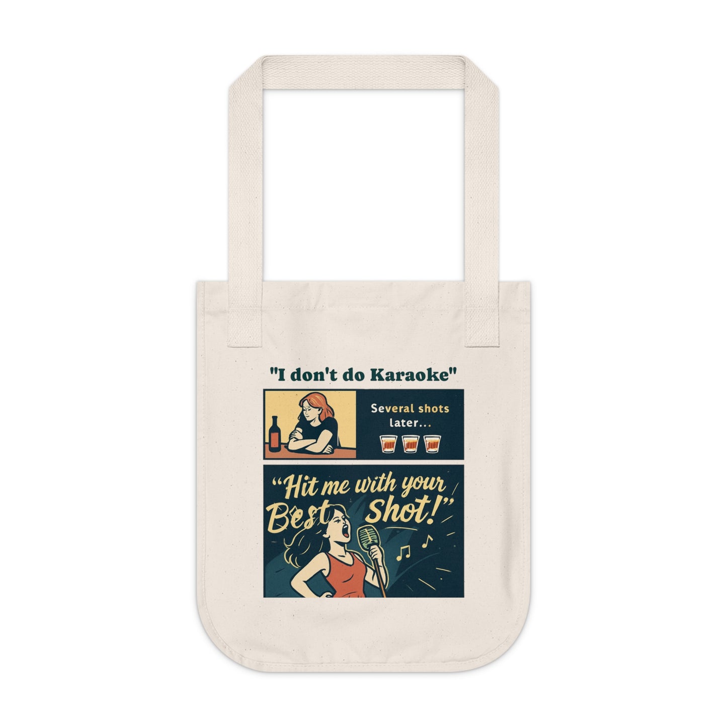 Karaoke Themed Organic Canvas Tote Bag, Funny Bag for Music Lovers, Gift for Party Goers, Eco-Friendly Shopping Bag, Birthday Gift