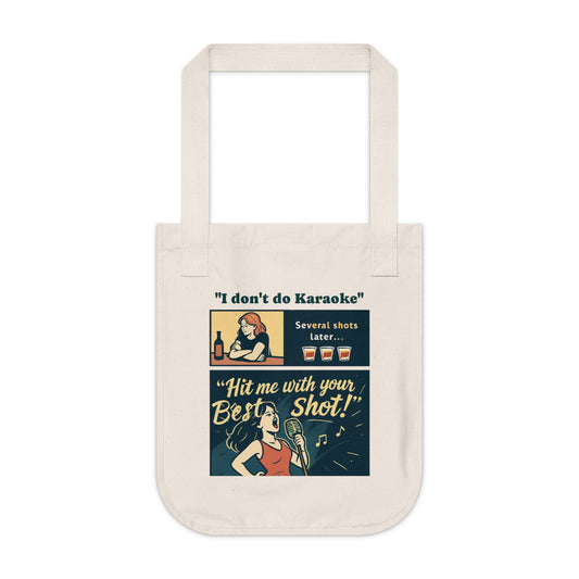 Karaoke Themed Organic Canvas Tote Bag, Funny Bag for Music Lovers, Gift for Party Goers, Eco-Friendly Shopping Bag, Birthday Gift
