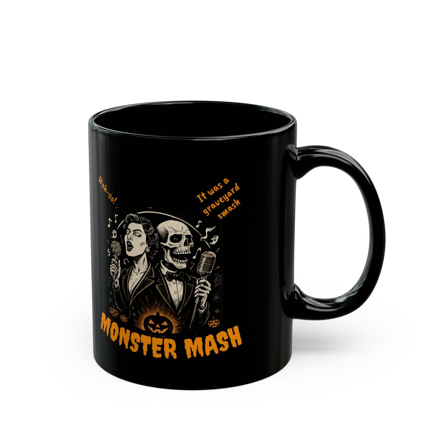 Halloween Monster Mash Mug, Spooky Gift for Coffee Lovers, Halloween Decor, Skull and Witch Design, Perfect for Parties