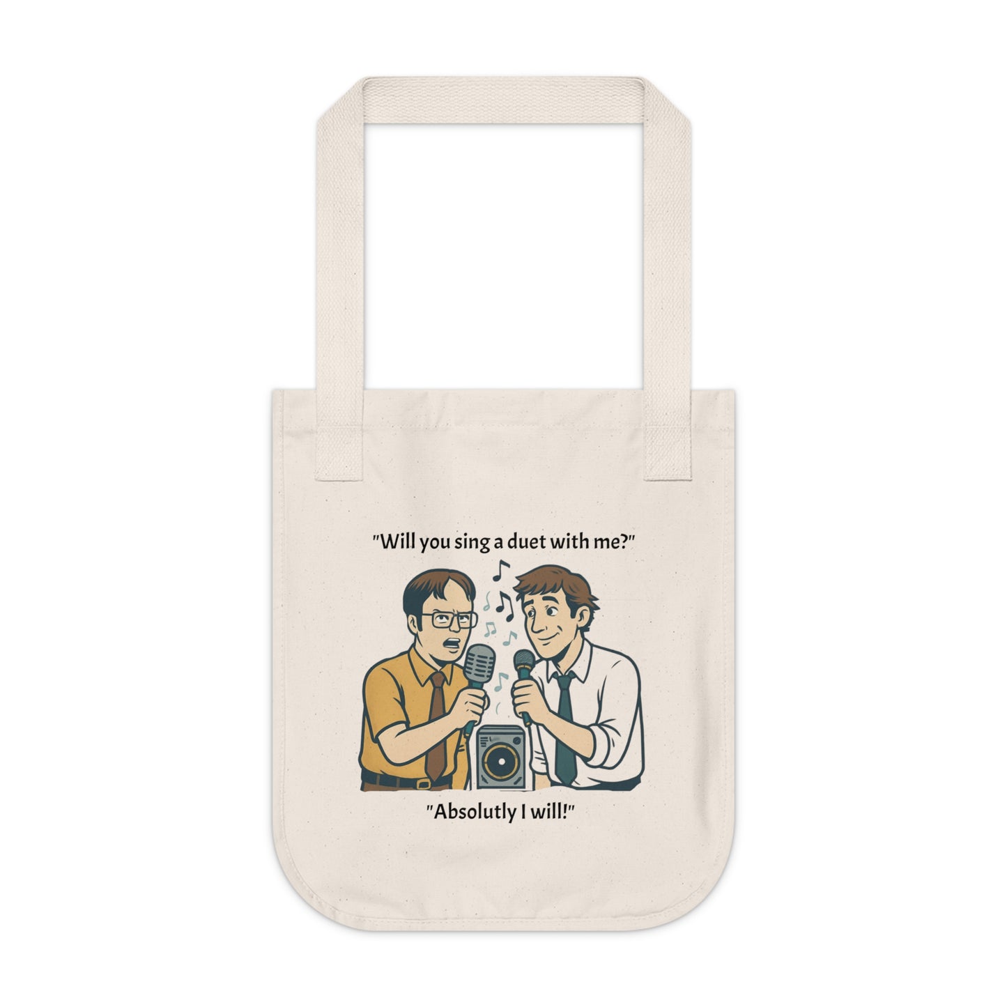 Duet Moment Organic Canvas Tote Bag | Funny Gift for Musicians, Concert Lovers, Song Duet, Eco-Friendly Shopping, Unique Tote