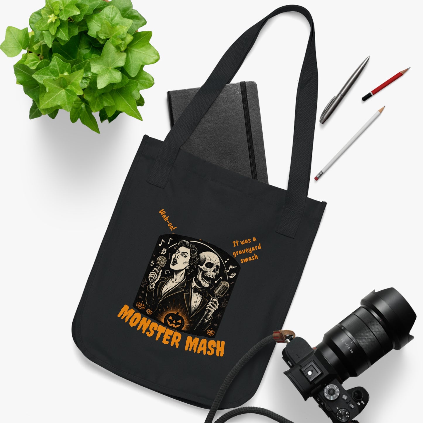 Halloween Monster Mash Tote Bag, Eco-Friendly Shopping Bag, Trick or Treat Tote, Gift for Spooky Season, Skull Design
