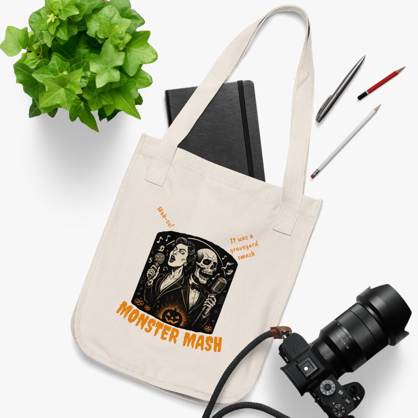 Halloween Monster Mash Tote Bag, Eco-Friendly Shopping Bag, Trick or Treat Tote, Gift for Spooky Season, Skull Design